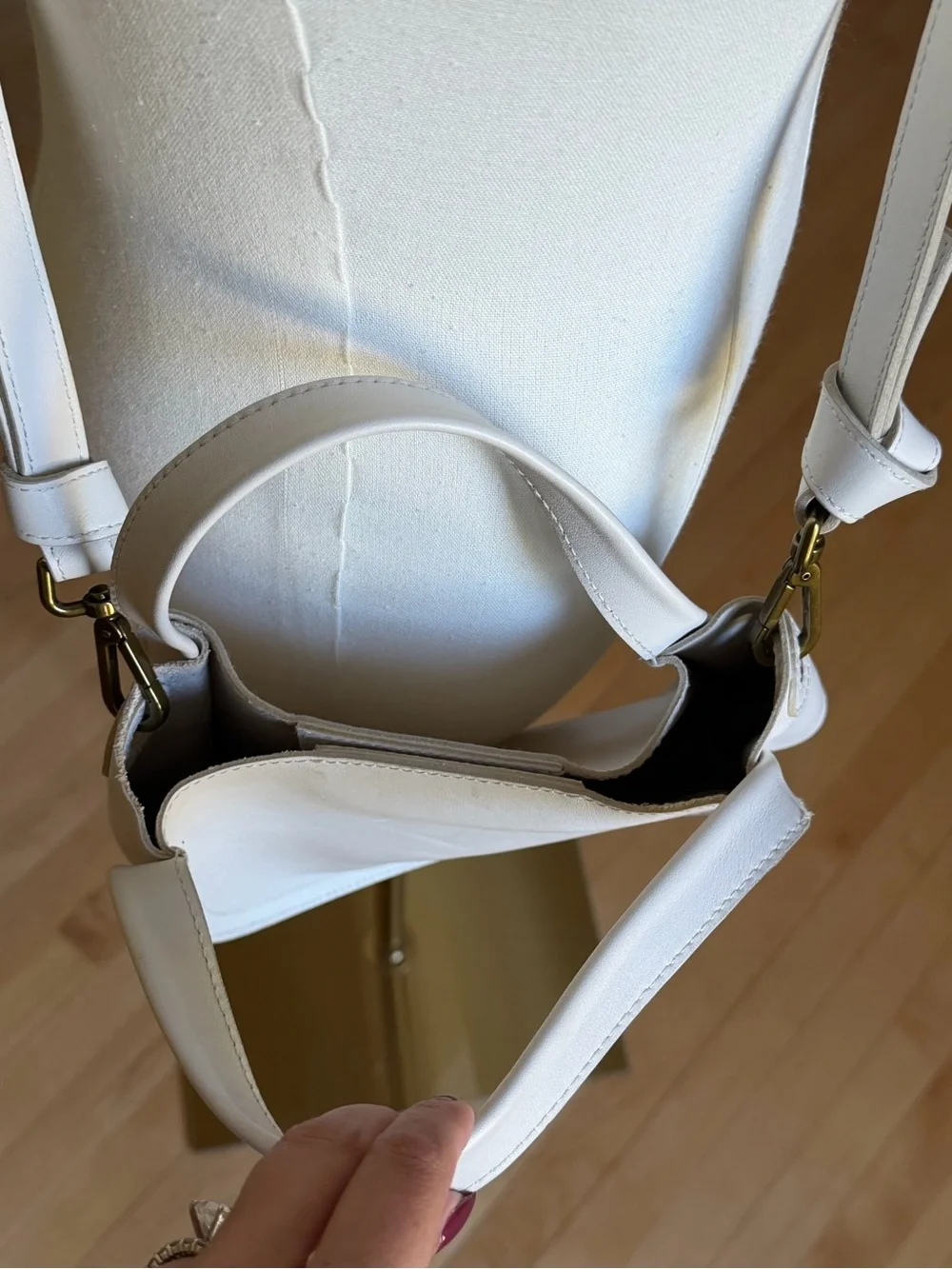 Madewell White Leather Top Handle Crossbody Bag NWT